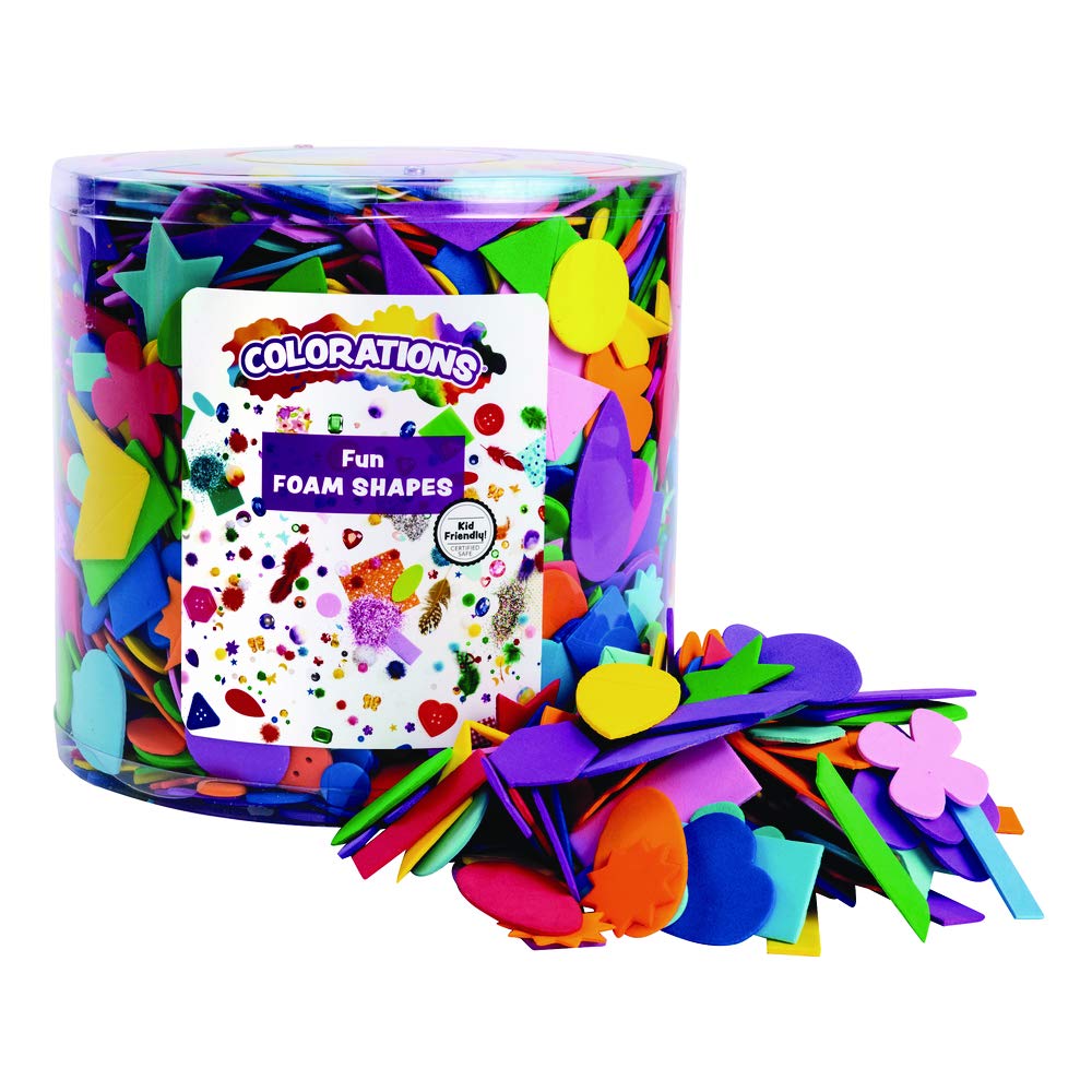 Colorations Bucket of Fun Foam Shapes Multicolor Arts and Crafts Material for Kids (1/2 lb.)
