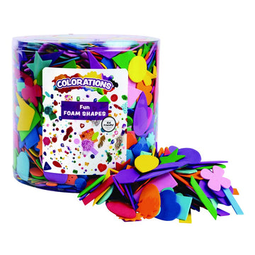 Colorations Bucket of Fun Foam Shapes Multicolor Arts and Crafts Material for Kids (1/2 lb.)
