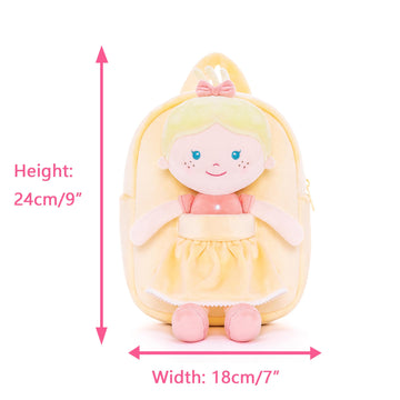 Onetoo First Baby Doll Plush Rag Doll Soft Baby Doll For Girls Sleeping Cuddle Buddy Doll Wear Yellow Dress 9.5''