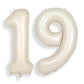 Suwen 40 Inch Cream White Large 19 Number Balloons Big Foil Helium Number Balloons 0-9 Jumbo Happy 19Th Mylar Birthday Party Dec