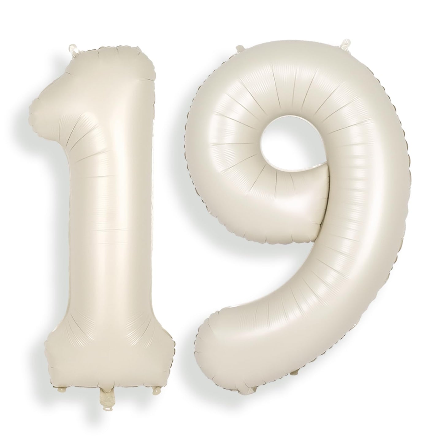 Suwen 40 Inch Cream White Large 19 Number Balloons Big Foil Helium Number Balloons 0-9 Jumbo Happy 19Th Mylar Birthday Party Dec