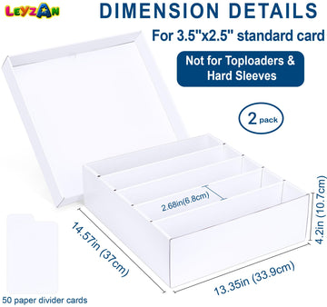 Leyzan 5 Row Trading Card Storage Box, 2 Pack Cardboard Storage Box with Divider for Mtg, Tcg, Sports Cards