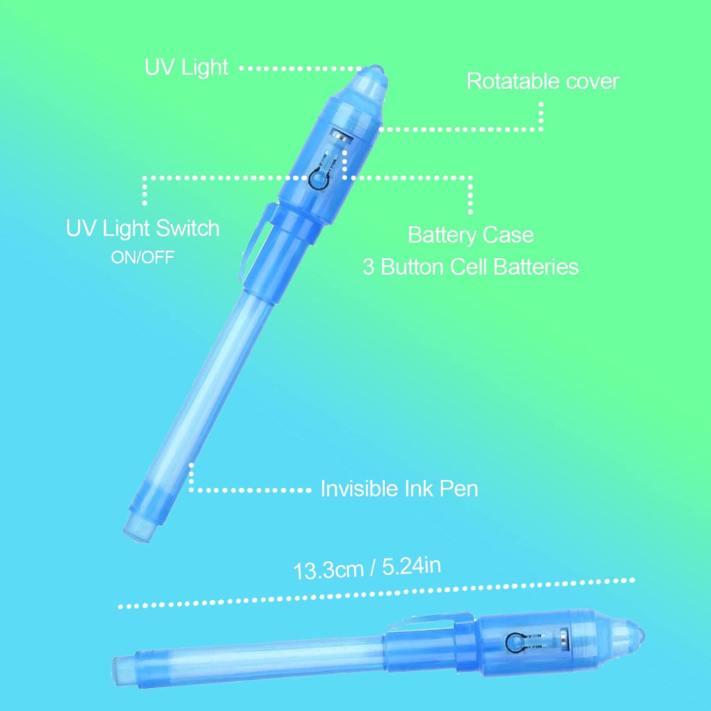 Zunteng Invisible Ink Pen,7Pcs Spy Pen,Invisible Disappearing Ink Pen With Uv Light Fun Activity Entertainment For Secret Message And Kids Goodies Bags Toy (7)