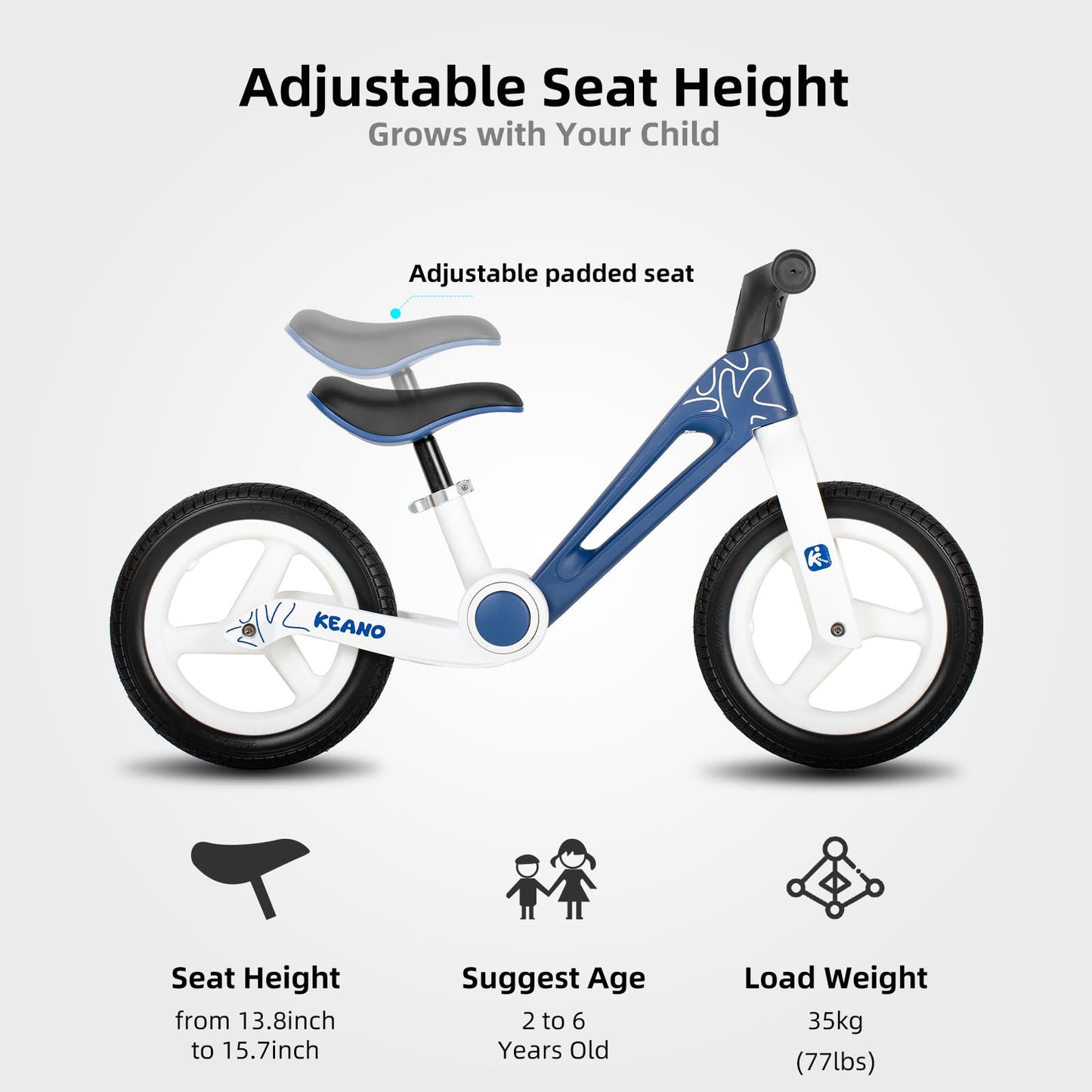 Joystar 12 Inch Balance Bike For Kids Age 2-6 Years, Foldable Toddler Balance Bicycle For 2 3 4 5 6 Years Old Girls & Boys, No Pedal Push Balance Bike With Adjustable Seat & Flat-Free Tires, Blue
