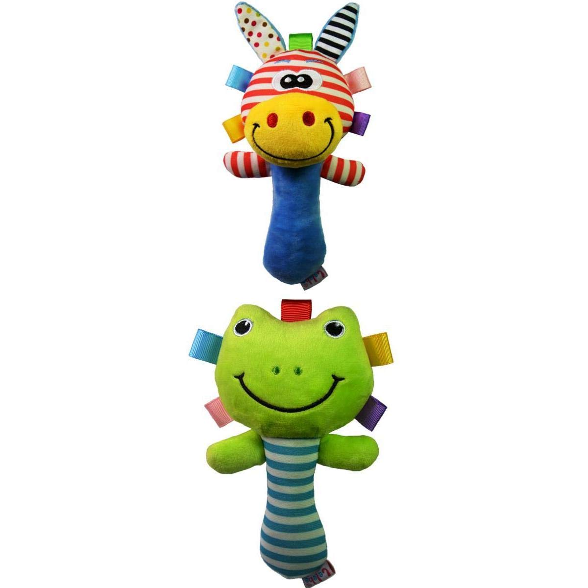 Atorse 2Pcs Cartoon Animal Plush Toy Baby Kids Handbell Hand Bell Rattle