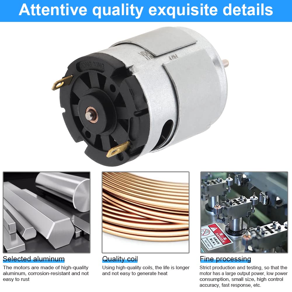 ChgImposs RS360 DC Motor 6-12V 12000-24000RPM High Speed Carbon Brush Micro Motor with Shield Ring for DIY Toys Hair Dryer Elect