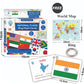 Tiddler World Country Flag Flashcards for Kids.56 Countries free World Map 52*39 cm & Ring IWipe & Clean National Countries, Cap