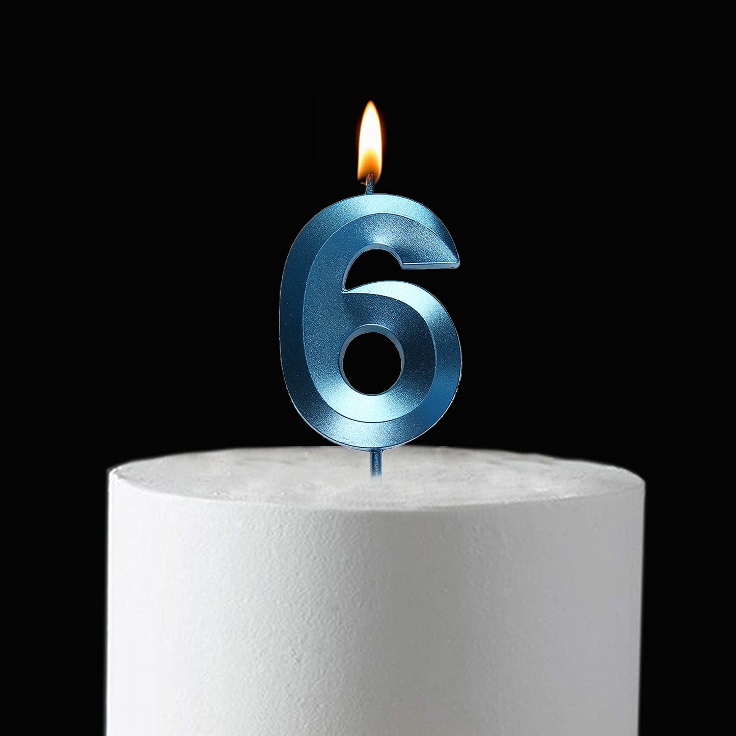 2.76 inch Blue 6 Birthday Candles,3D Number 6th Cake Topper for Birthday Decorations No 16 26 61 62 63 64 65 66 67 68