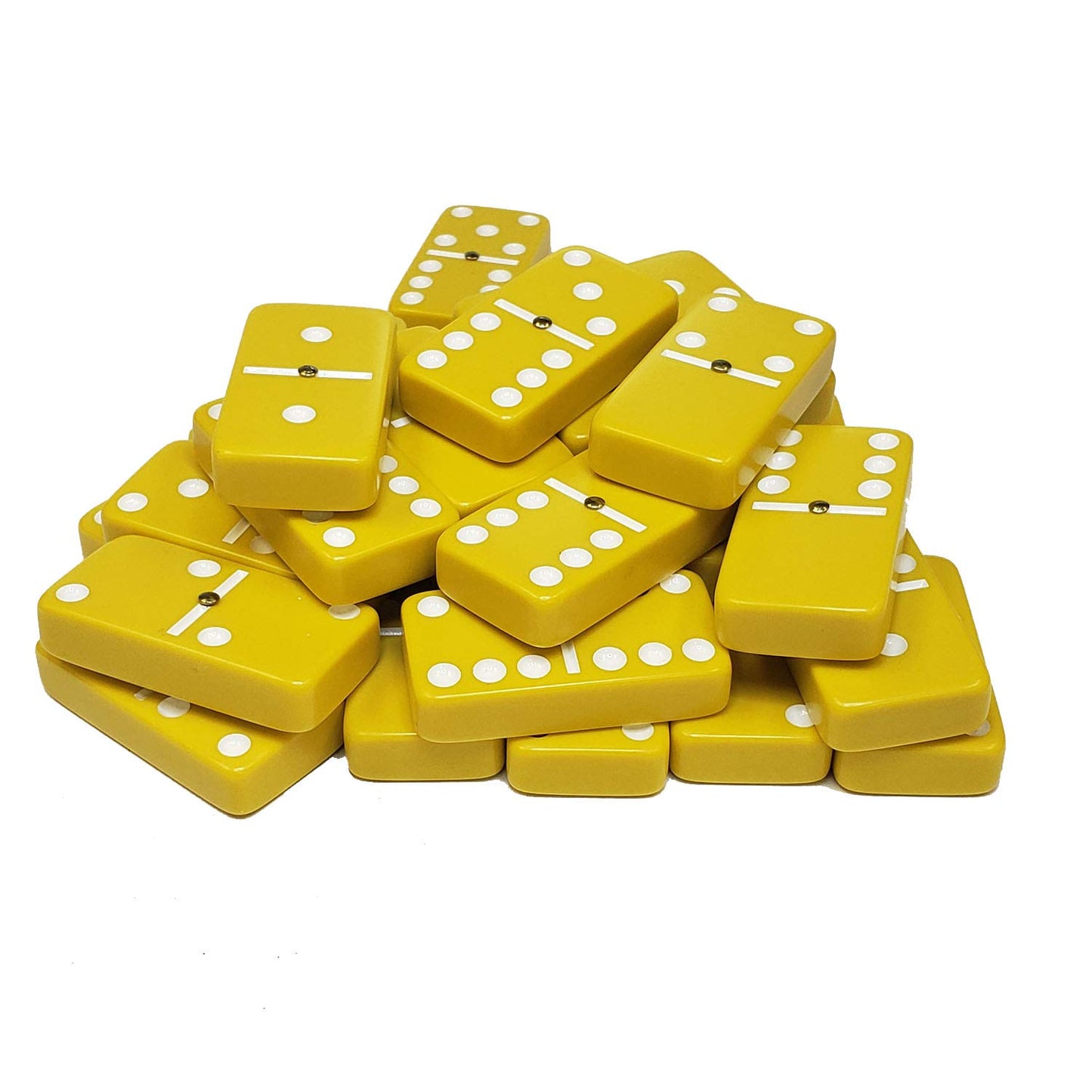 Marion Domino Double 6 Yellow With White Spots Jumbo Tournament Professional Size With Spinners In Elegant Black Velvet Case.