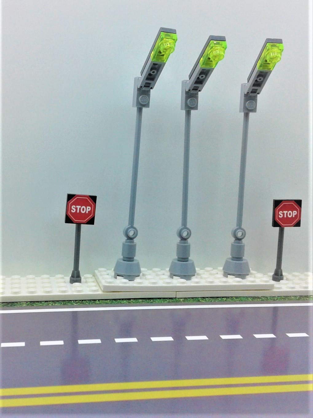 Building Toys Bricks Custom Moc City Town Village Custom 3 Street Lights 2 Stop Signs