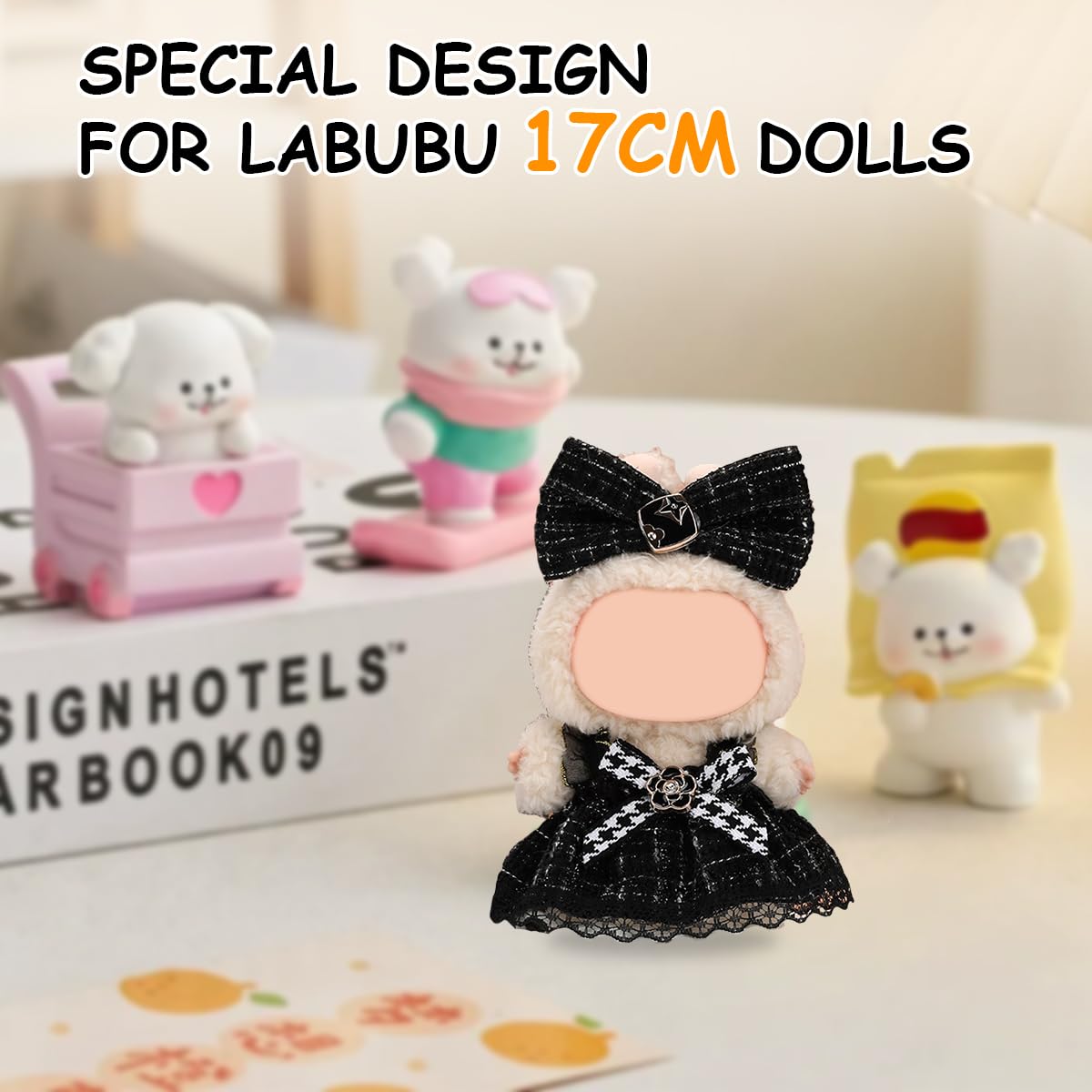 17cm Doll Clothes Set  enhanced Jeans & Knitted Sweater Outfit for 17cm 15cm Dolls  Cute Dress Up Fashion  No Doll Included (Black Dress  17cm/15cm)