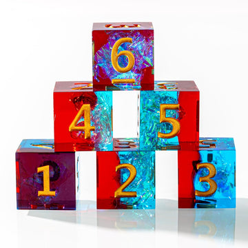 Yiotfandoll 6Pcs Polyhedral Dice D6 Dice 16Mm Resin Dice Game Dice For Rpg Mtg Dnd Dice Table Games (Red Blue)
