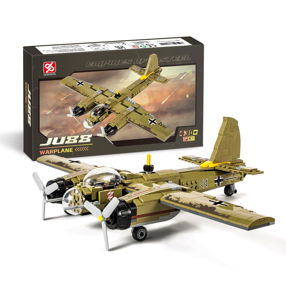 DAHONPA JU88 er  Junker Aircraft Building Set [430pcs+] Classic German Fighter Models  Perfect for Holiday Gifts and Military Displays