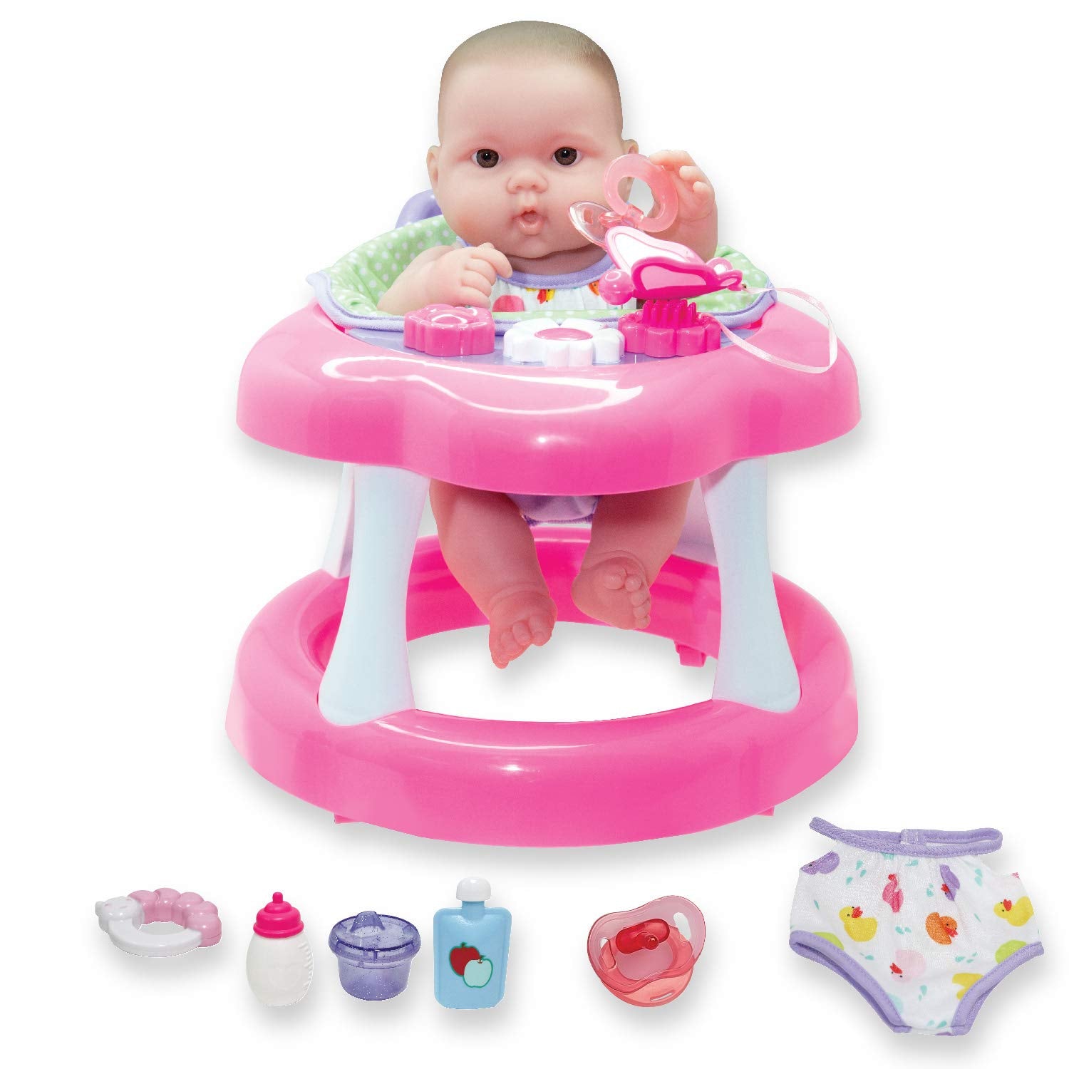Jc Toys Lots To Love Babies 14'' Doll And Walker | Wheeled Walker Gift Set And Accessories | Posable & Waterproof | Ages 2+' (16198), Pink