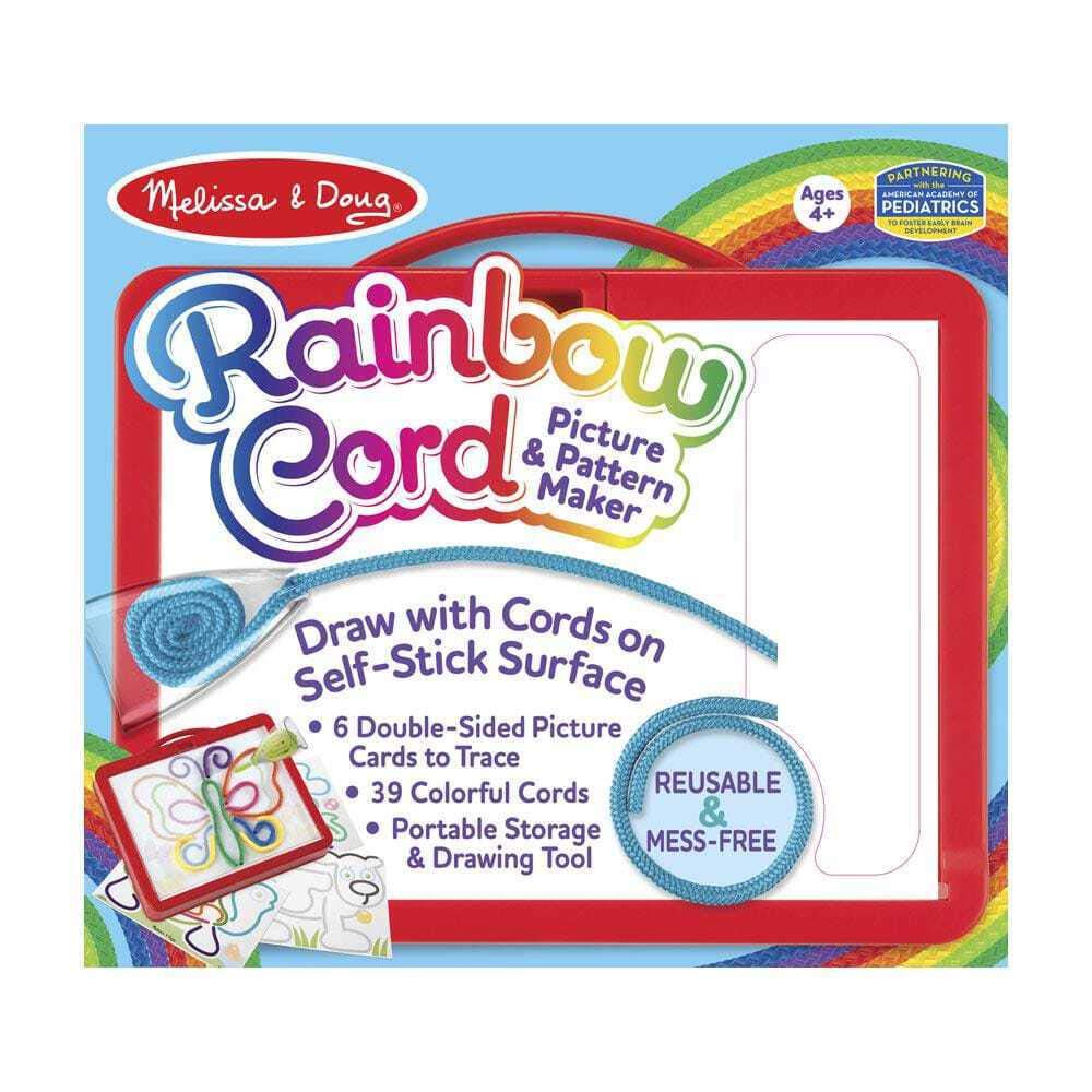 Melissa & Doug Rainbow Cord Picture & Pattern Maker Draw with Cords - 39 Cords, 6 Double-Sided Cards to Trace