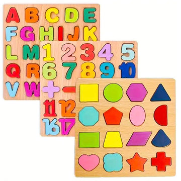 Wooden 3D Capital Alphabets, Numbers, And Shapes Board Puzzle, Educational Puzzles For Early Learning, Colorful Toy, Montessori 