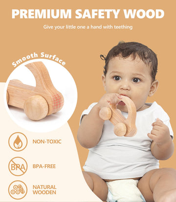 Wooden Baby Cars Toys, 2 Pcs Wooden Cars For Toddlers 1-3, Montessori Toys For Babies 0-6-12 Months, Boy Nursery Neutral Nursery