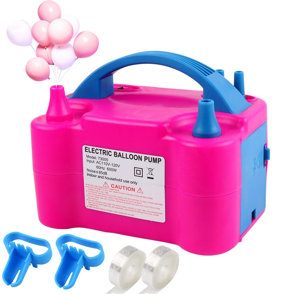 Balloon Pump 600W 110V Electric Balloon Pump Portable Electric Inflator Balloon Air Pump-2 Tying Tools Balloon Blower for Party 