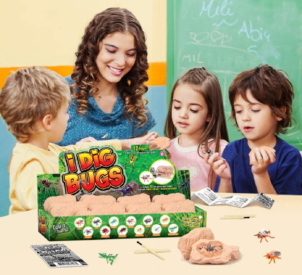 Trade Big Bug Fossil Dig Kit - Stem Science & Educational Toys -Dig Up 12 Real Bugs Fly Ant Scorpion Lady Beetle Locust Cockroac