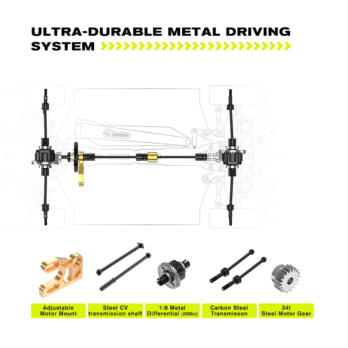 AMORIL 1/10 Carbon Fiber On-Road Drift Car Roller,Electric Touring Rally Car Chassis Frame Body with Alloy Wheel,Split Steel Dri