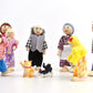 Jzszera Wooden Dollhouse People, 2-4 Inches Doll House Dolls Family With 2 Pets (Dog And Cat)