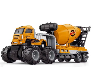 Deoxy 1:43 4Wd Diecast Alloy Cement Mixture Dumper Truck Toys With Friction Powered Miniature Car Metal Vehicle Toy For Kids Boy