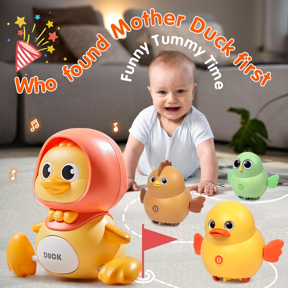 Lustermoon 4 Pcs Baby Toys Musical Duck Crawling Baby Toys Set With Music & Light, Early Learning Educational Toy For Babies 12