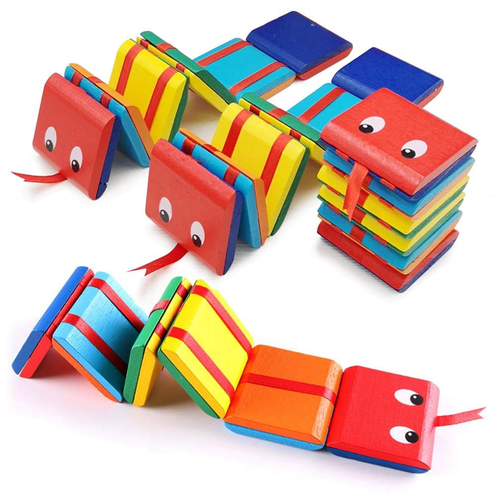 AMOR PRESENT 2PCS Jacob's Ladder Wooden Fidget Toy - Large, Multicolor Classic Toy for Kids