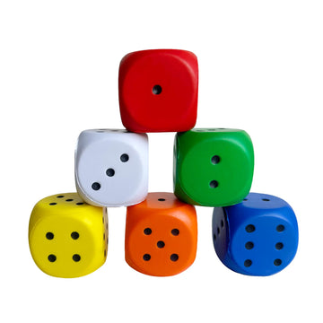 funnysquee 6 PCS 2.3 Inches Foam Dice Game Set Colorful Dices Bulk Classroom Board Game Toy for Kids Adults,to Get Your Lucky Nu