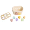 Pearhead Shape Sorter Toy - FSC-Certified Bucket with Carry Handle, 6 Colorful Wooden Blocks, Montessori Fine Motor & Color Reco