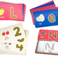 MFM TOYS Montessori Sandpaper Letters Tactile English Flashcards Combo (English Uppercase + Lowercase + Numerals + Sand Tray) | 