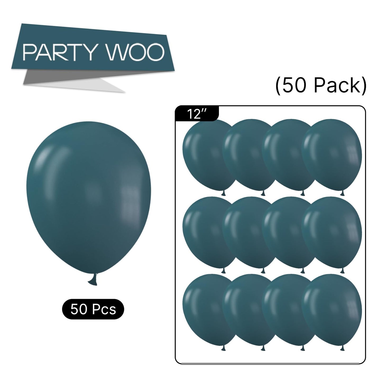 Partywoo Petrol Blue Balloons, 50 Pcs 12 Inch Boho Blue Balloons, Retro Blue Balloons For Balloon Garland Or Balloon Arch As Birthday Decorations, Party Decorations, Wedding Decorations, Blue-F36