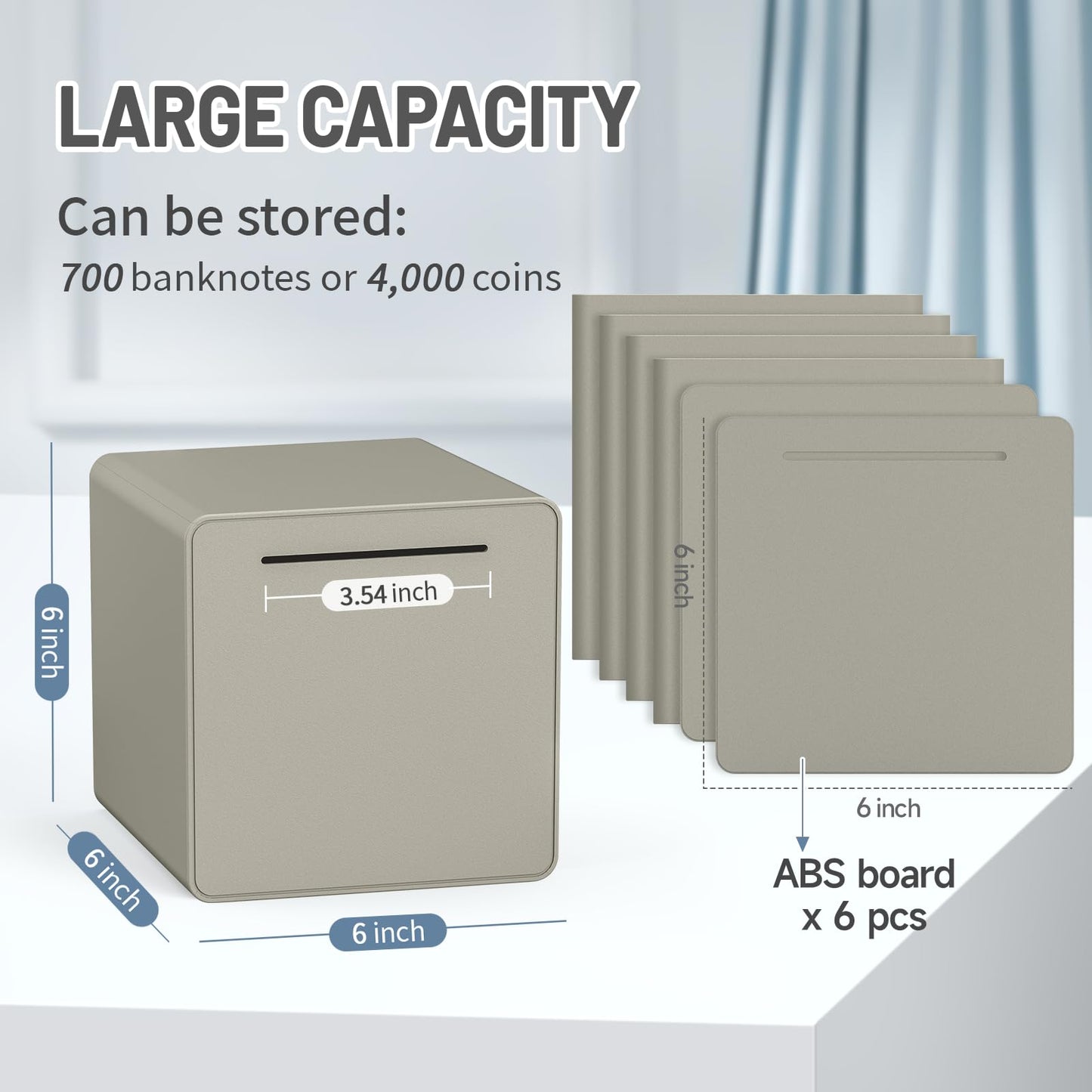 Hizgo Adults Assembly Piggy Bank, 6' Large Piggy Bank For Adults/Kids Must Break To Open, Unopenable Money Saving Box For 2025 Cash Saving (Grey)