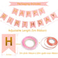Happy Birthday Banner, Rose Gold Birthday Decoration, 16 Pcs 12 Inch Happy Birthday Balloons With 2 Ribbons For Girl And Women B