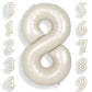 Suwen 40 Inch Cream White Number Balloon 8, Safe Material, Jumbo Mylar Birthday Party Decorations For Boy Or Girl Anniversary Pa