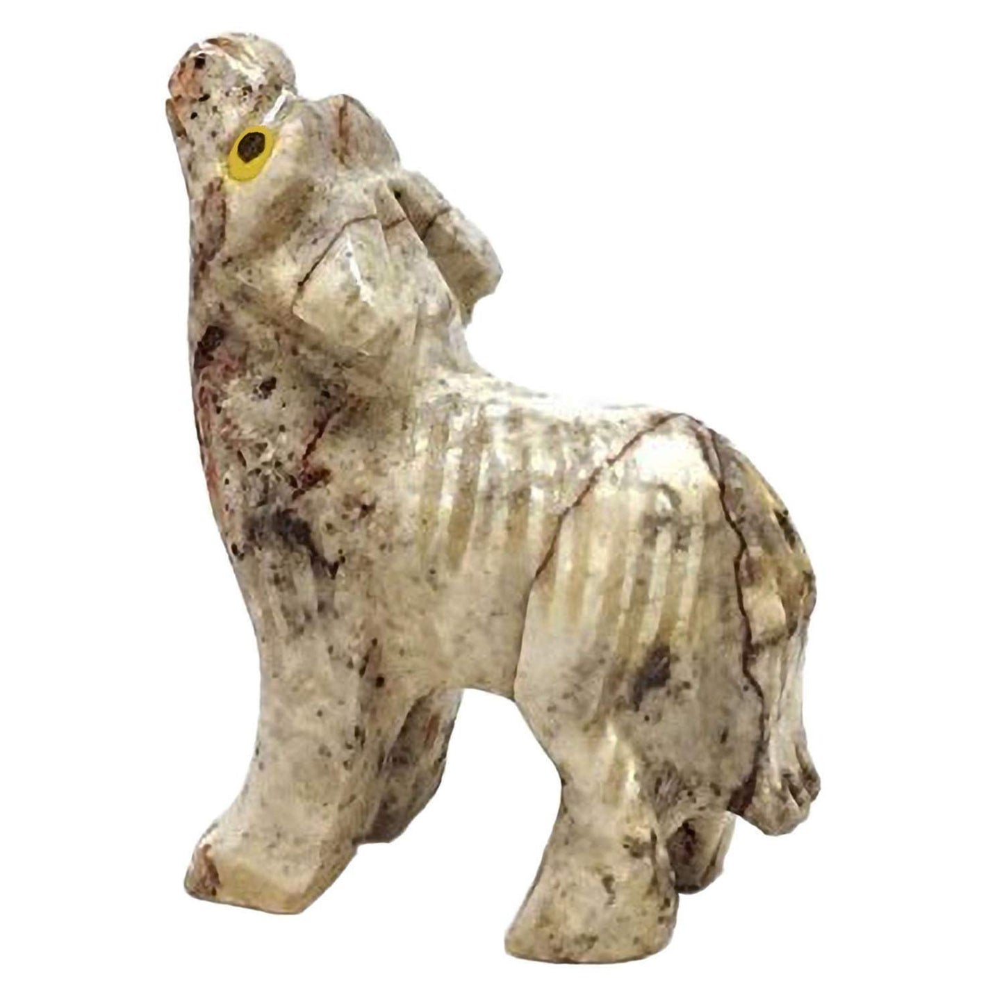 Nelson Creations, Llc 1.5 Inch Wolf Natural Soapstone Hand-Carved Animal Charm Totem Stone Carving Figurine