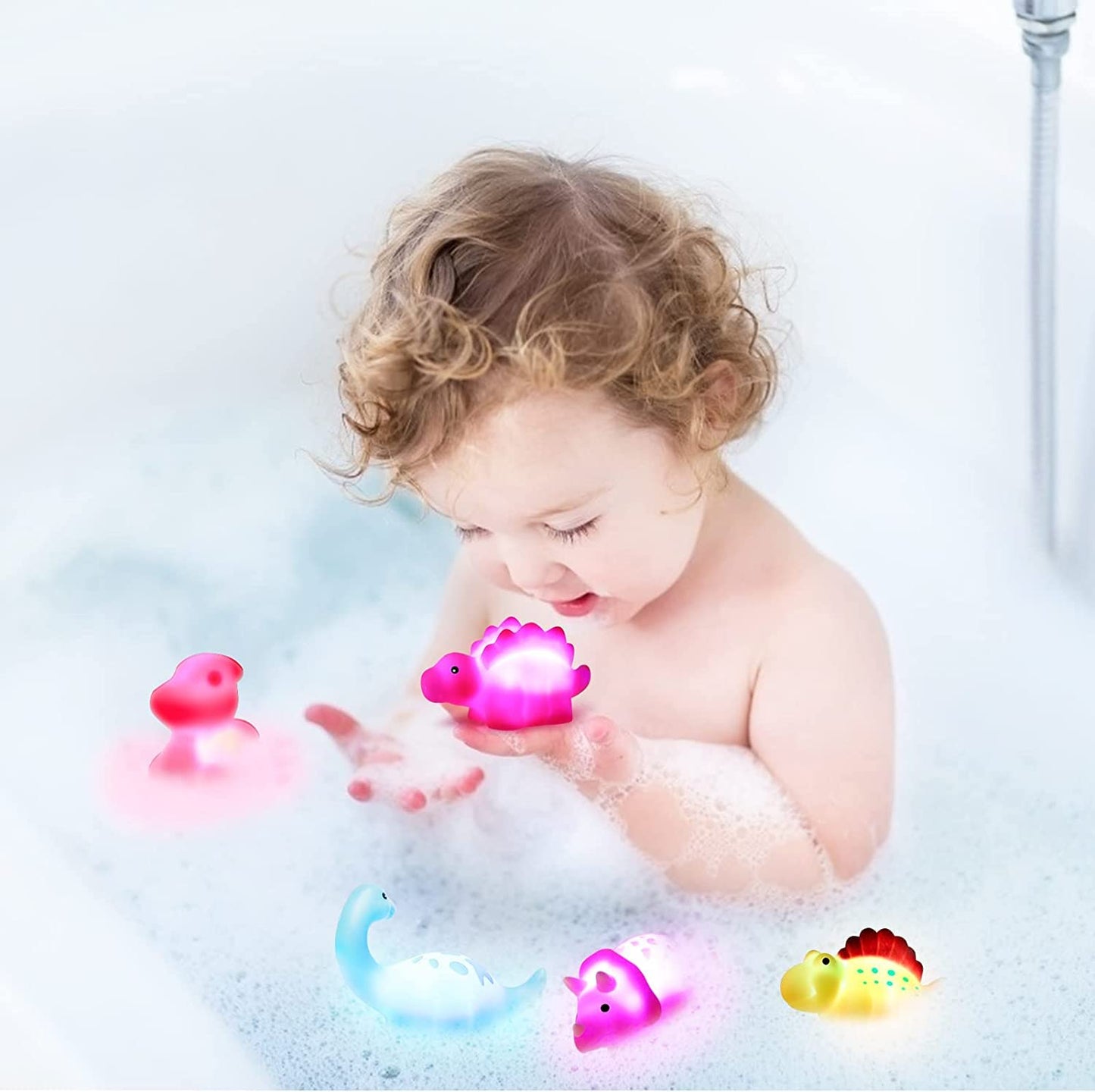 Dinosaur Bath Toys Light-Up Cibolar 6 Packs Floating Bath Toys Set For Baby Toddlers Kids In Birthday Easter Christmas Shower Po