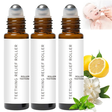 3Pcs Teething Roller All Natural For Babies, Velaria Teething Roller, Baby Teething Oil Roller, Velaria Natural Relief Roller, A
