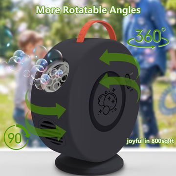 Yevohadt Bubble Machine for Kids, Rechargeable 360° Rotatable Electric Bubbles Toy, Black, Model Rbubble-10, Perfect for Outdoor Parties