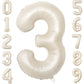 Paticool 40 Inch Beige Number Balloon 3, Large Cream Number Foil Mylar Balloons For Birthday Party Celebration Decorations Suppl