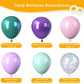 Xihaoyoo Mermaid Balloons Set, 60Pcs 12 Inches Purple Green Pink Latex Balloons With Metallic Confetti, For Girls Under The Sea