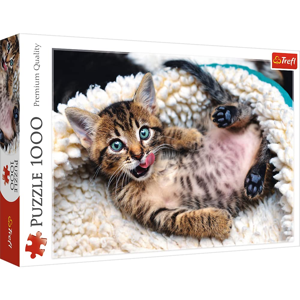 Trefl Cheerful Kitten 1000 Piece Jigsaw Puzzle, 27"x19", Multicolor, Model 10448, Creative Fun for Ages 12+