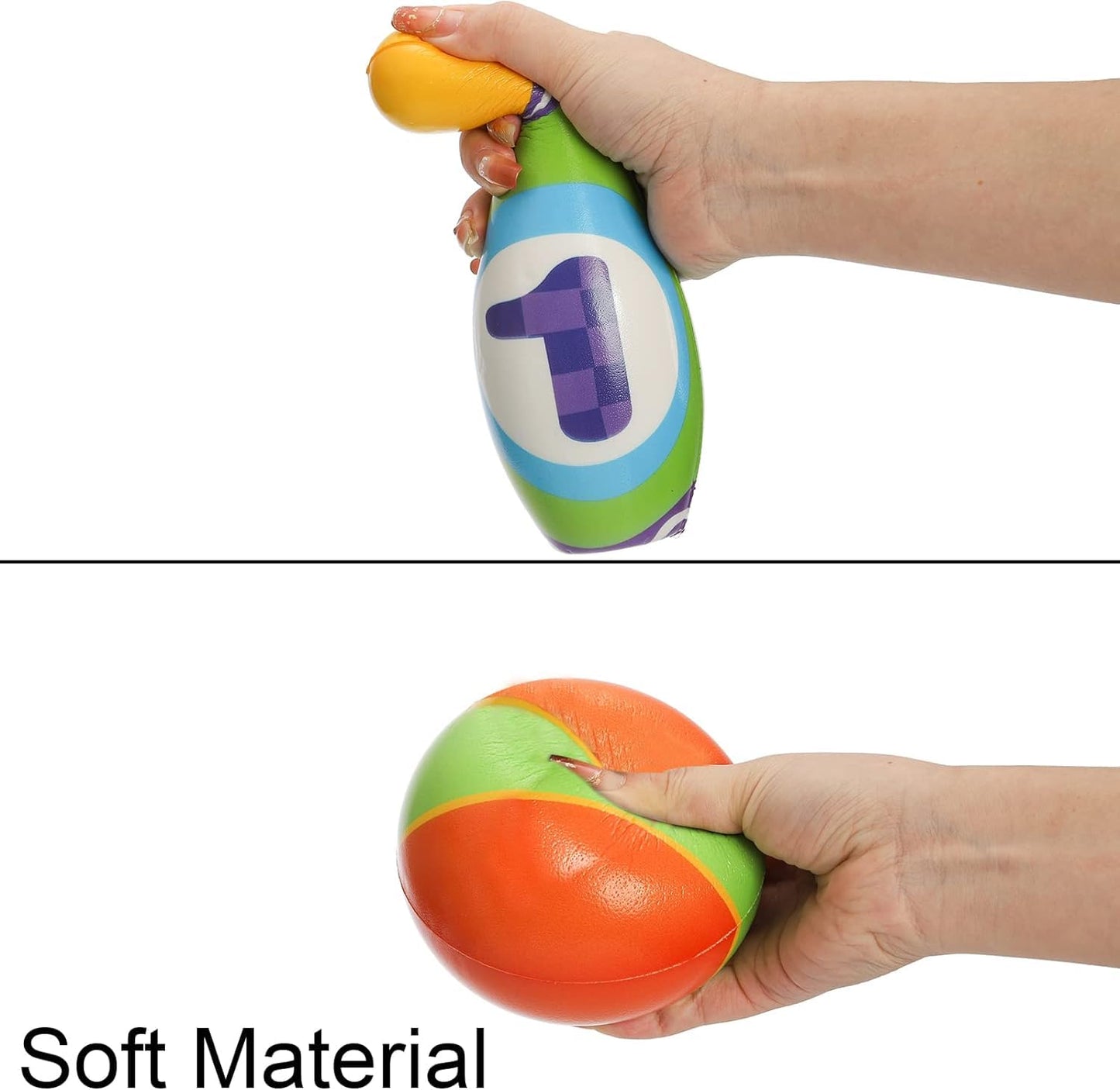 Coloch Kids Bowling Set, Indoor Toddler Bowling Game Educational Toy Game Soft Colorful 10 Foam Pin And 2 Balls Play Game Printe