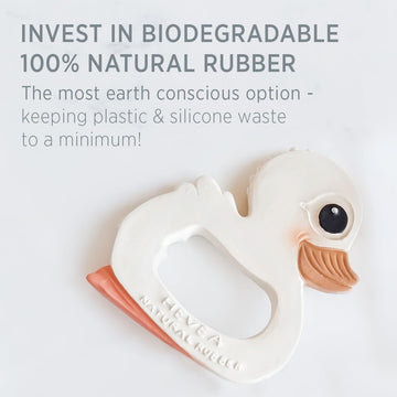 Hevea Kawan Duck Teether - Massaging Baby Teething Toys Made From 100% Natural Rubber - Free Of Bpa, Pvc, Plastic, And Phthalate