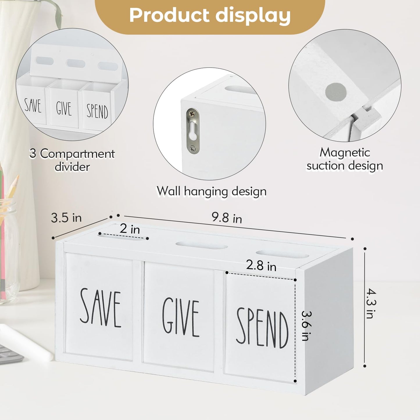 Piggy Bank For Kids, Saving Box For Adults For Bills And Coins, Money Box For Cash, Wood Money Saving Box For Boys And Grils,Giv