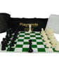 Playminds 18 X 18 Professional Tournament Chess Set With Green Vinyl Foldable Chess Board Game With Solid Plastic Pieces Wit