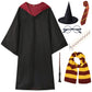 Qaq-Cosplay Kids Wizard Cosplay Costume - Magic Robe With Accessories Set For Boys & Girls - Halloween, Birthday Party, Cosplay