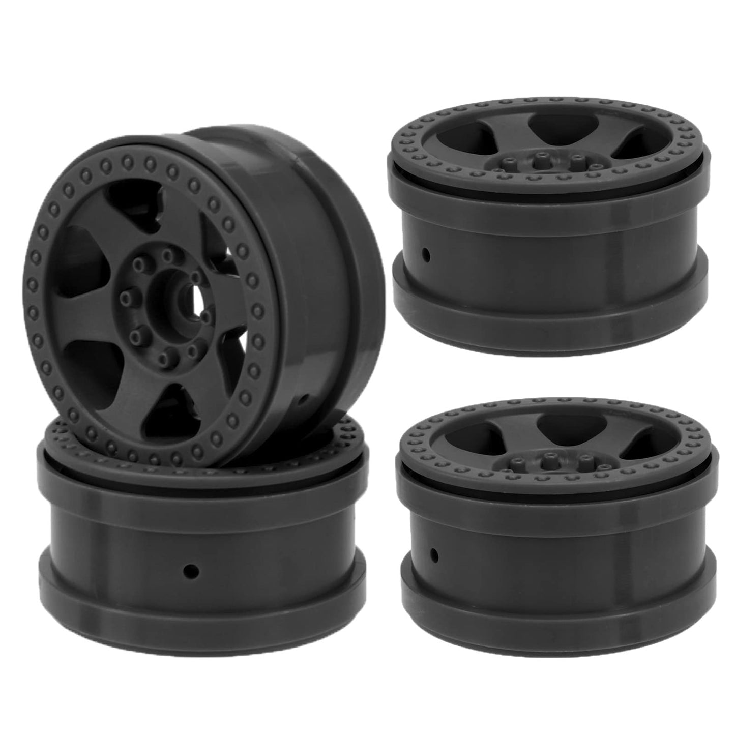 Wonfast 4Pcs Plastic 2.2 Inch Beadlock Wheel Rim Wheel Hub 12Mm Drive Hex Compatible With 1/10 Rc Crawler Car For Axial Scx10 90