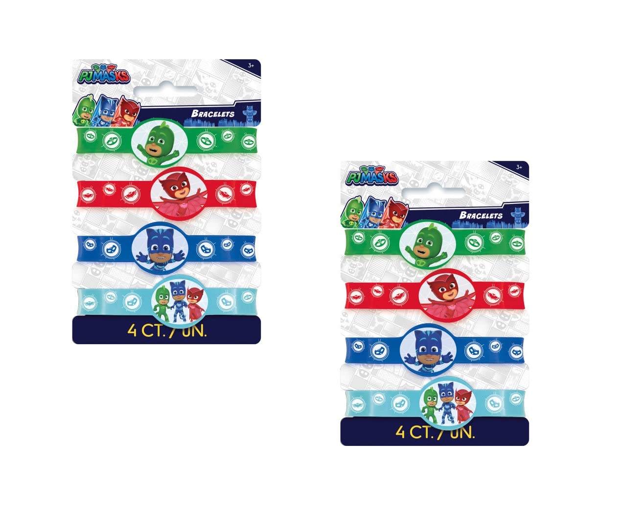 PJ Masks Birthday Party Supplies Favor Bundle Pack includes 8 Loot Bags, 8 RubberBracelets, 24 Tattoos, 8 Party PaperMasks, 1 Di