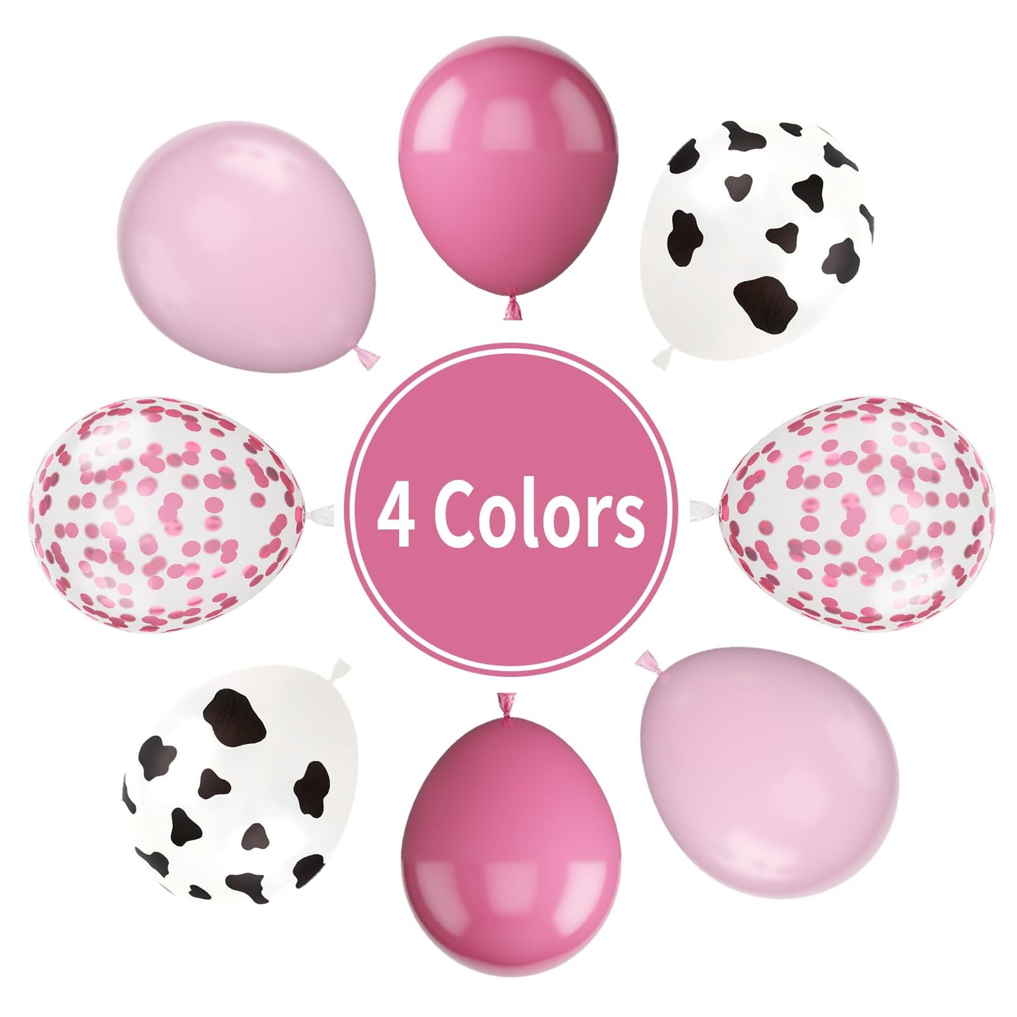 Paready Cow Balloons, 30Pcs Pink Cow Balloons 12 Inch Pink Confetti And Cow Print Balloons Hot Pink And Light Pink Latex Balloon